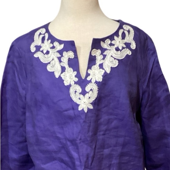 Talbots linen popover eyelet tunic top size 0X - Picture 3 of 11